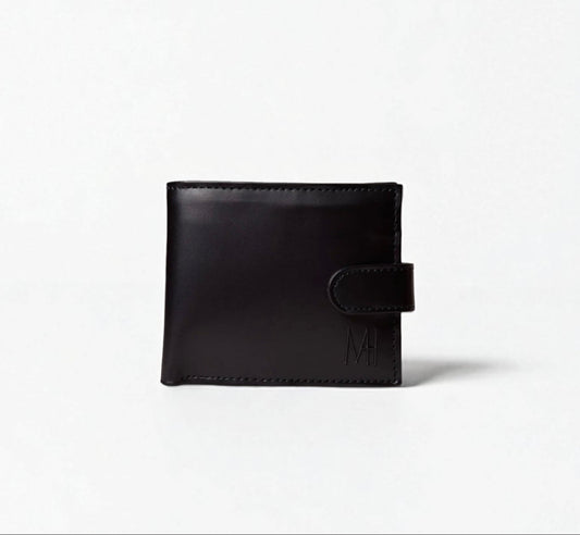 Black wallet with button